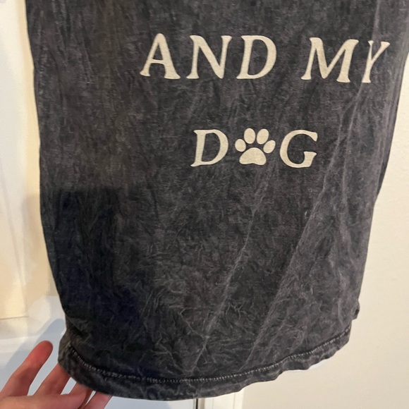 Black Graphic Tee with Coffee and Dog Design - Picture 3 of 5